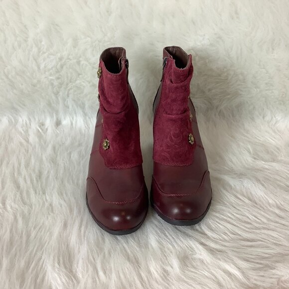 L'Artiste Spring Step Burgundy Red Leather & Suede Belgard Boots 36 - Picture 2 of 9